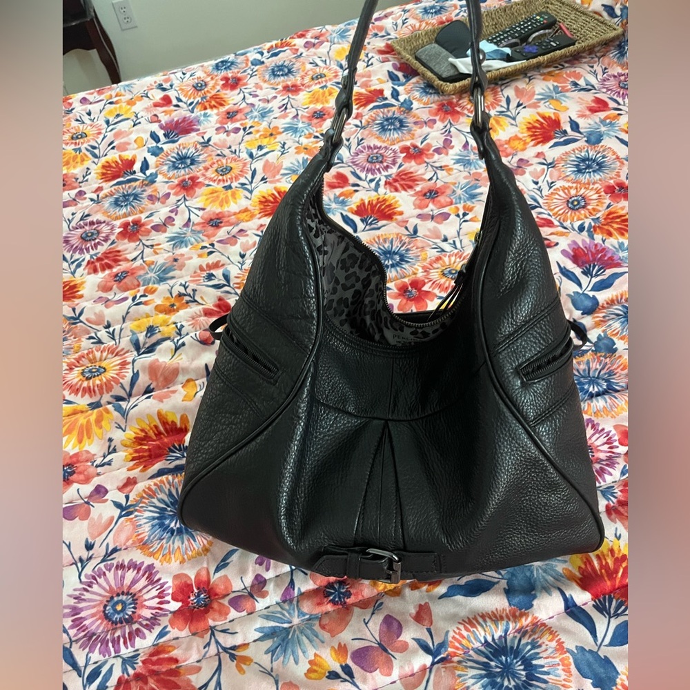 Perlina New York Black Leather Hobo style Purse